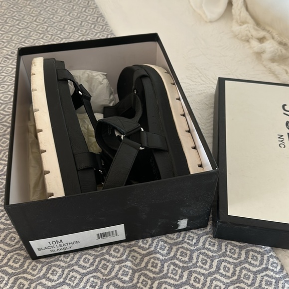 J/Slides Women's Blakely Platform Sandals Black White - Picture 9 of 10